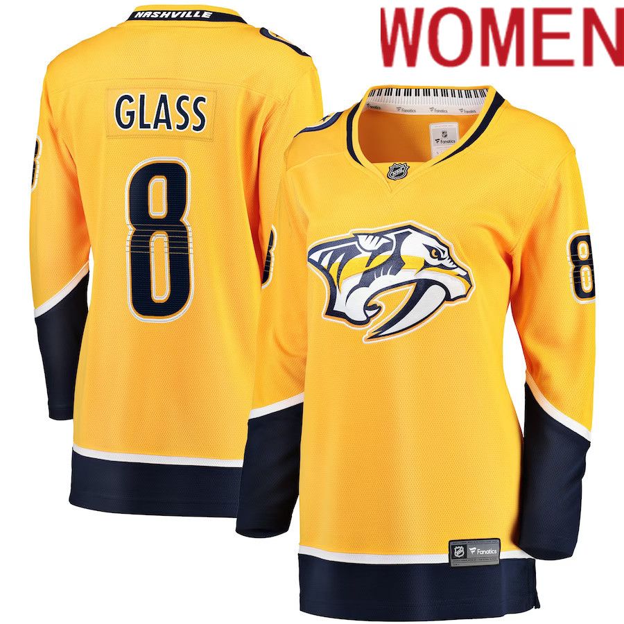 Women Nashville Predators #8 Cody Glass Fanatics Branded Gold Home Breakaway Player NHL Jersey->customized nhl jersey->Custom Jersey